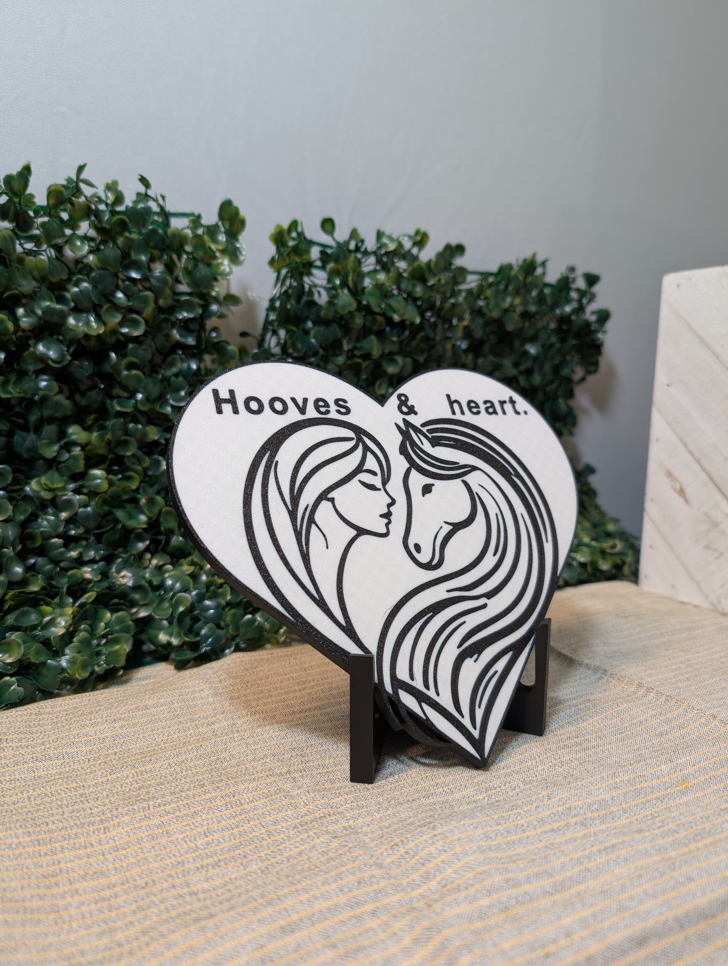 Heart-Shaped Desk Decor  "Hooves & Heart" Horse Design