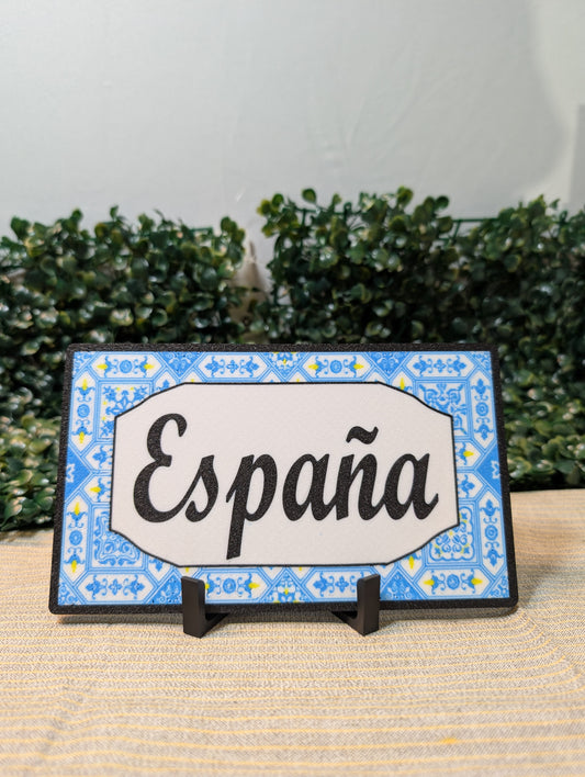 Custom Spanish Desk Tile with Free Stand  Personalized Name or Phrase