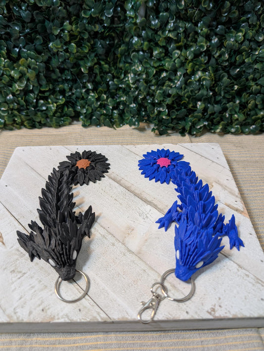 Sunflower Dragon Keychain - 3D Printed Articulated Design