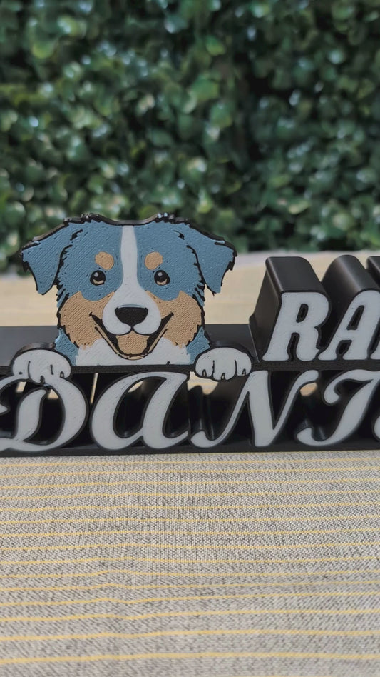 Australian Shepherd Custom Desk Name Plate – Dog Lover Office Decor